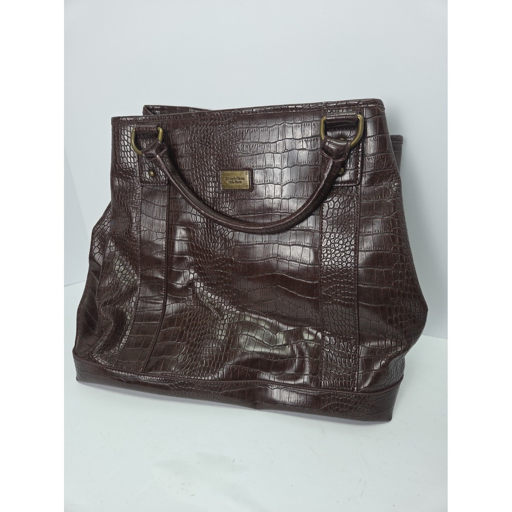 Simply Vera Wang Large Alligator Embossed Tote Bag And Wallet Brown Hand Bag